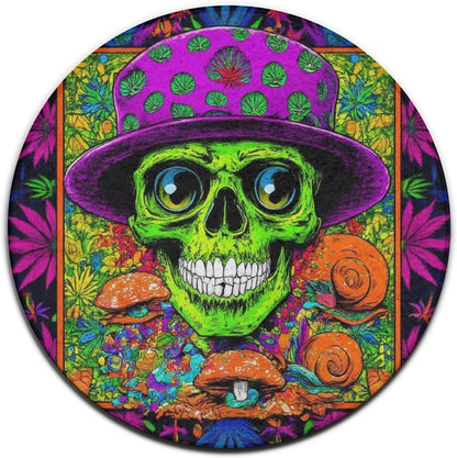 Machine Washable Modern Round Area Rug, Room Sofa Yoga Soft Round Carpet, Home Decor Non Slip Kitchen Office Circle Rug Trippy Rainbow Mushroom Tie Dye Art, 60inch