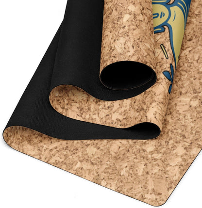 Yoga Mat 183 x 60 cm - 4 mm FSC Cork + Natural Rubber - BLUE & GOLD