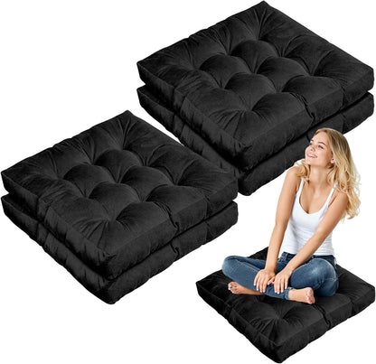 Jerify Floor Pillow Cushions Large Round Square Large Meditation Floor Pillow for Classroom Adult Meditation Picnic Party Seating Learning Daycare School(Square,Mixed Colors,4 Pcs)
