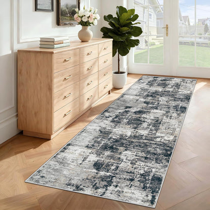 XLUEZ 8x10 Area Rugs for Living Room, Washable Modern Abstract Large Area Rug Neutral Soft Non Slip Kids Rug Stain Resistant Indoor Carpet for Bedroom Nursery Dining Children's Room(Blue, 8'x10')