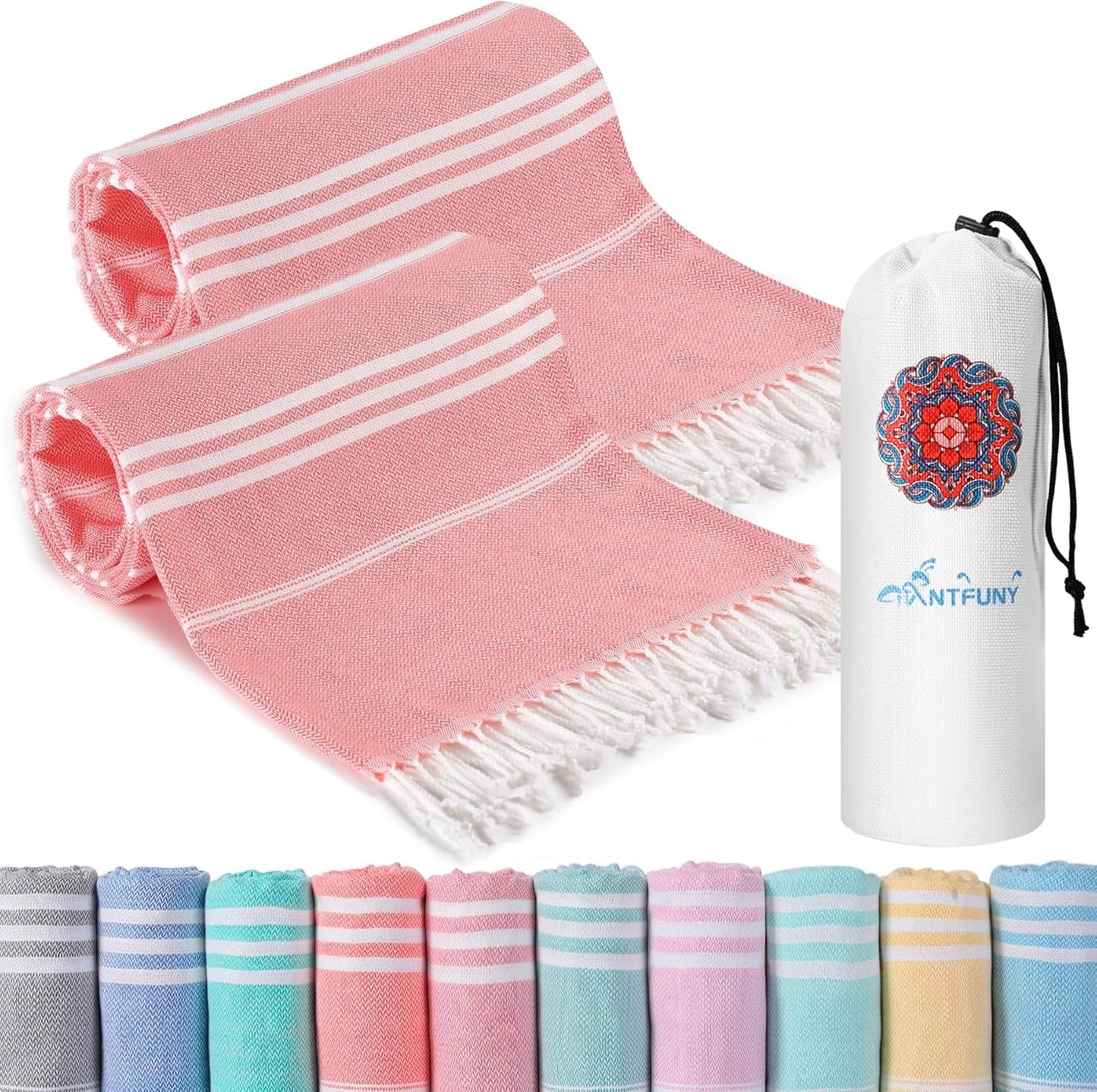 Antfuny Turkish Beach Towels Vacation Essentials Quick Dry Sand Free Oversized Bath Pool Swim Towel Extra Large XL Blanket Adult Travel Cruise Accessories Must Haves Clearance Stuff Necessities - Colors B