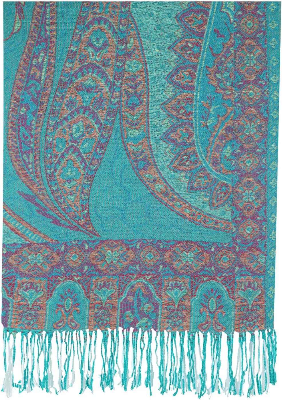 Ciormis Two Tone Silky Paisley Pashmina Shawl Scarf,Soft Women's Rave Jacquard Pashminas Wrap Scarves