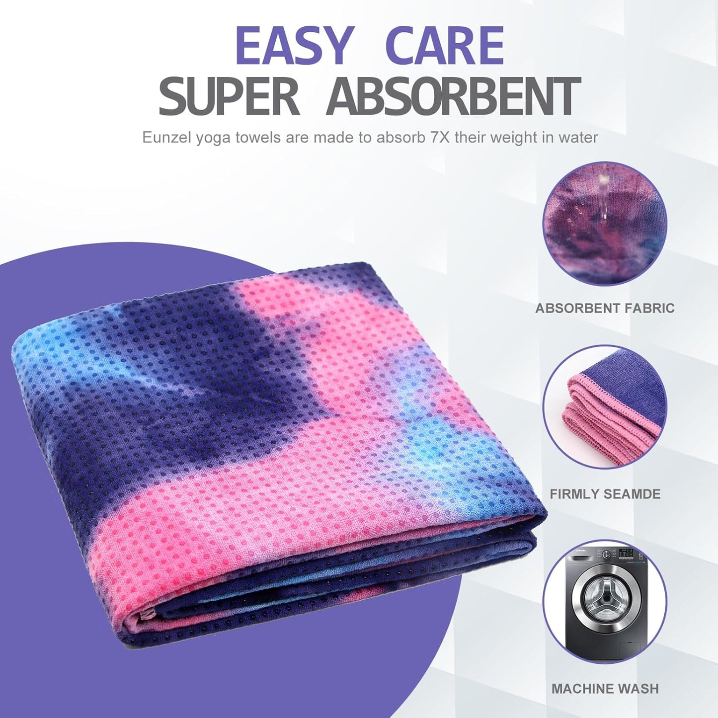 Eunzel Hot Yoga Towel - Microfiber Non Slip Yoga Mat Towel with Grip Dot Sweat Absorbent Towel for Hot Yoga, Pilates and Fitness 72" x 24", Dark Cyan/Orange