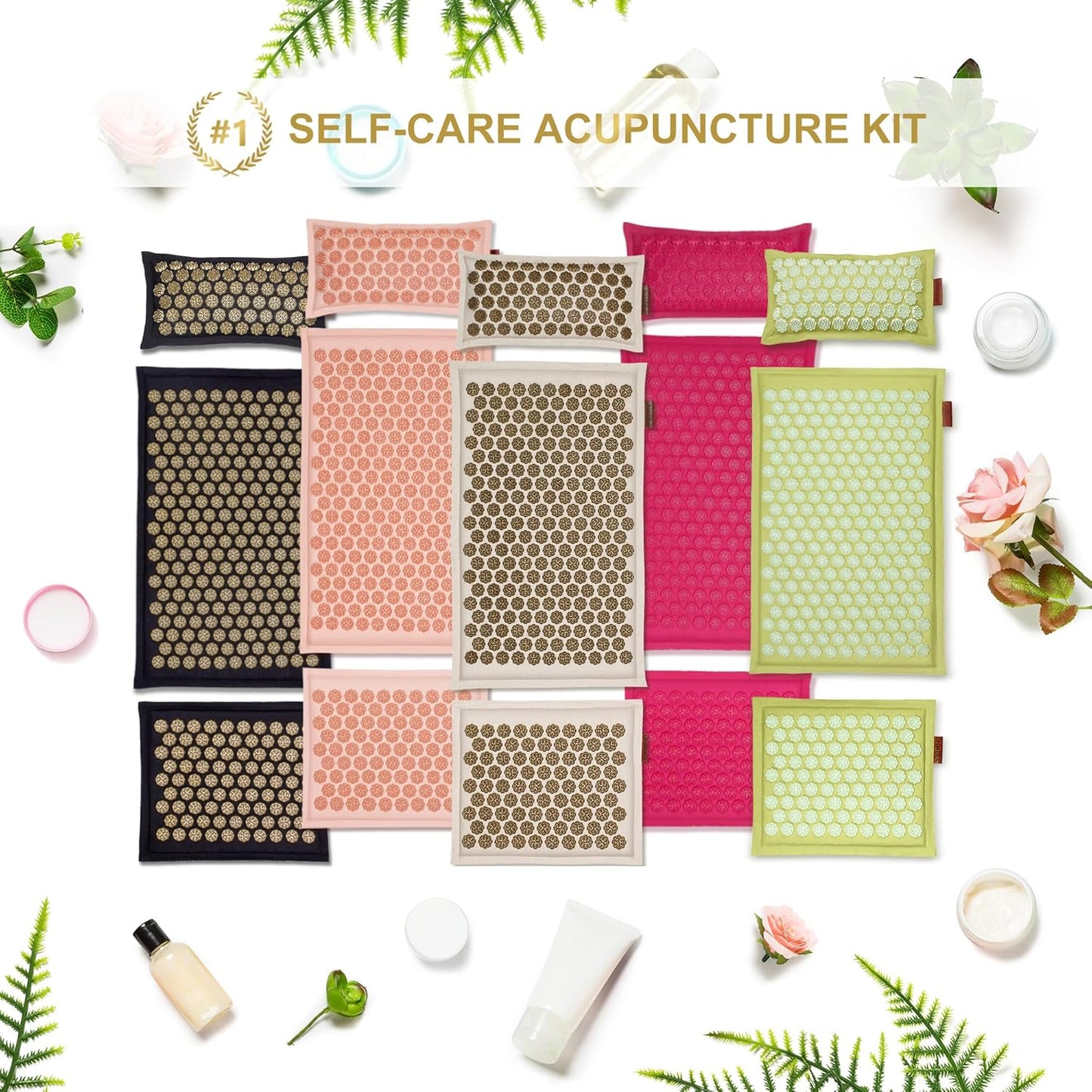 UNMERA Acupressure Mat and Pillow Set,Natural Eco Linen & Coconut Fiber Filling,for Back/Neck Pain Relief, Sciatic, Headache and Muscle Relaxation, Comes with Carrying Bag