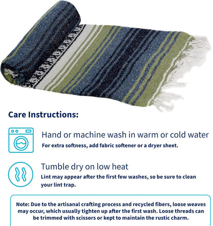 La Montana Authentic Mexican Blanket (10-Pack) - 74in x 50in Woven in Mexico - Falsa Throw for Yoga Studio, Picnic/Camping/Beach, Saddle Blanket, Bed/Home Decor (Assorted Neutrals)