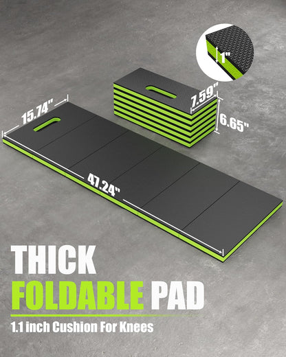 Foldable EVA Utility Mat with Handle, Heavy Duty Mechanic Mat for Kneeling, Workouts, Garages, Gardening, Camping, Picnics, Outdoor Adventures and Home Gyms, Red
