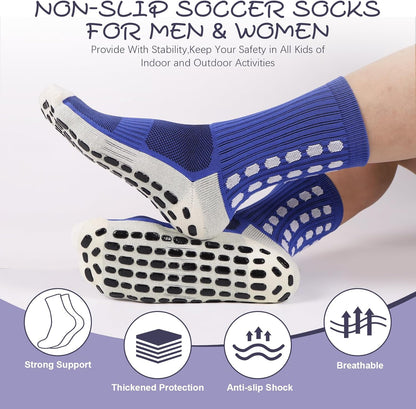 Barrlves 6 Pairs Grip Soccer Socks Colorful Non Slip Sports Football Basketball Hospital Yoga Socks for Men Women