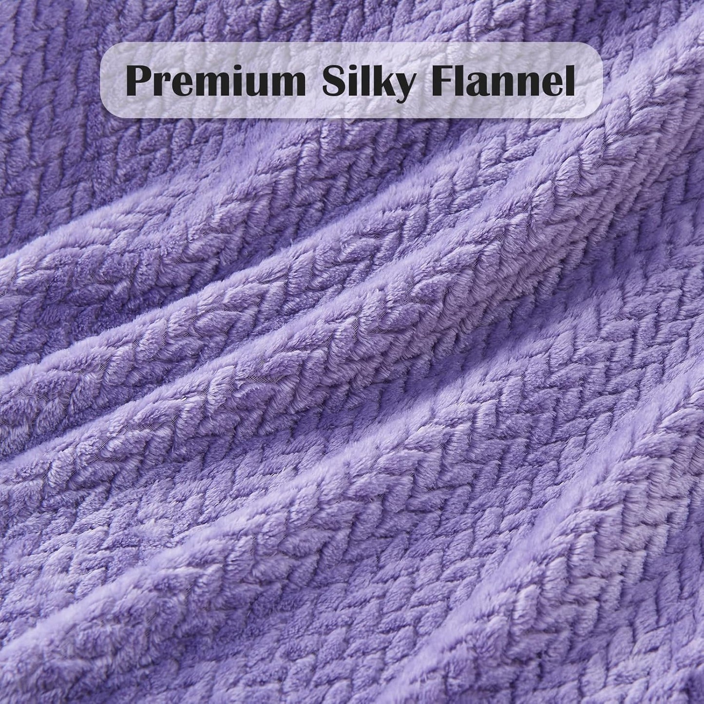 NEWCOSPLAY Super Soft Throw Blanket Light Purple Premium Silky Flannel Fleece Leaves Pattern Lightweight Bed Blanket All Season Use (Light Purple, Throw(50"x60")) - Colors B