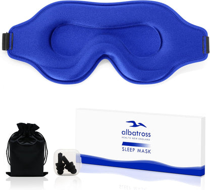 Sleep Eye Mask for Men Women, Sleeping Mask for Side Sleeper, Travel Blackout Night Blindfold Eye Shade Cover with Adjustable Strap (Black)