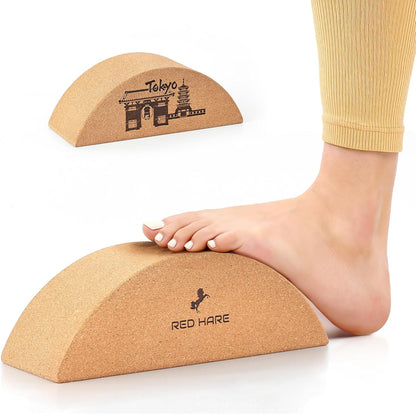 Cork Yoga Block, Half Moon Cork Foot & Calf Stretcher with Tokyo-Inspired City Landmark Design, Ankle & Foot Mobility Trainer, Pilates Yoga Balance Block for Stability, Stretching & Recovery