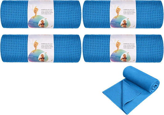 Hot Yoga Towel Non Slip- Microfiber Yoga Mat Towel for Hot Yoga, Pilates and Fitness 72" x 24", Sky Blue