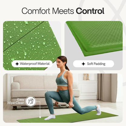 Folding Yoga Mat, TPE Folding Yoga Mat, Foldable Exercise Mat for Yoga, Pilates, Floor Workouts, Compact Design, Travel Friendly, Ideal for Home & Gym, Knee pad, Kneeling pad, No Roll Mat