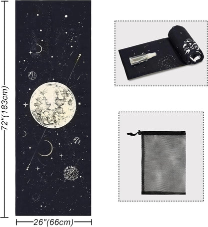 Yoga Mat Towel with Corner Pockets - Microfiber Yoga Towels for Hot Yoga Non Slip Moisture Wicking Sweat Absorbent, Tree of Life Yoga Towel Easy for Travel, Use in Hot Yoga,Bikram,Pilates and Fitness