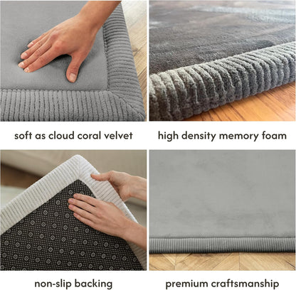 Hakuna Matte CloudSoft Mat for Floor 60" x 80" Beige – Coral Velvet Memory Foam Rug – Non-Slip, Water-Resistant