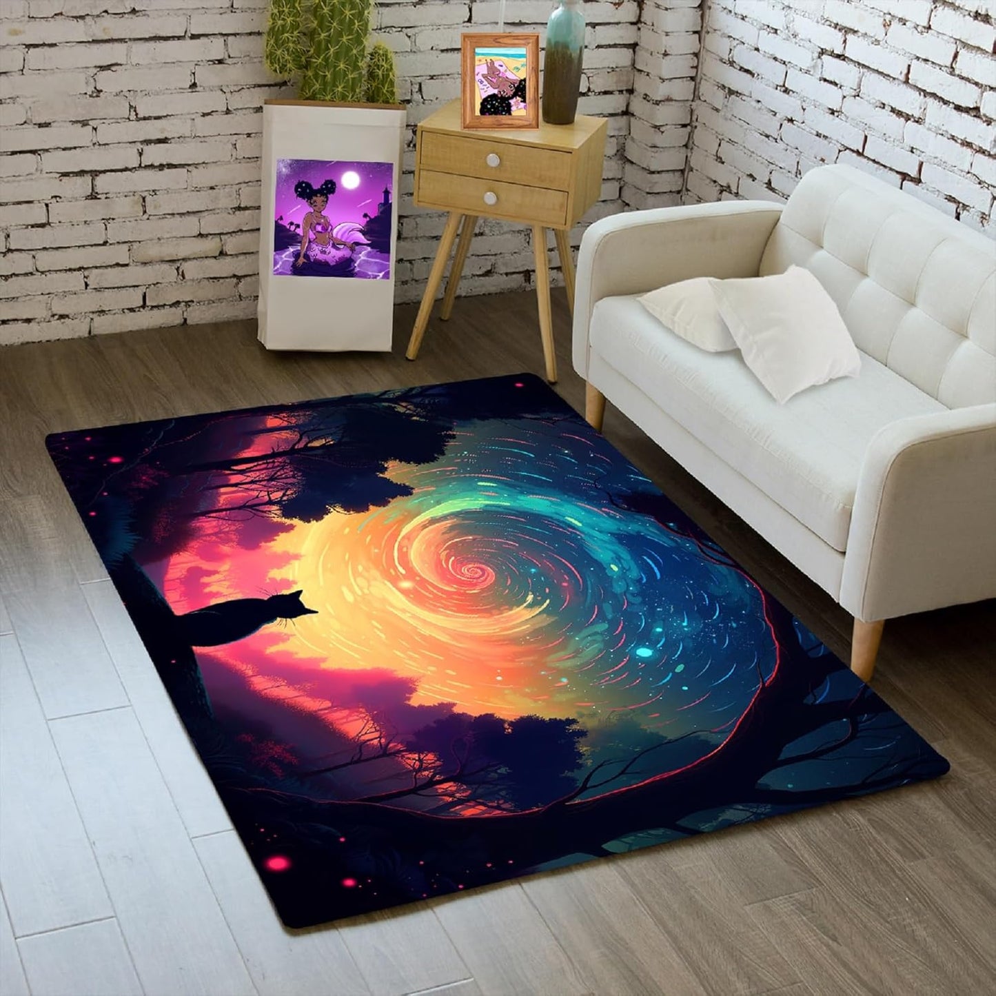 Black Girl Area Rug for Bedroom African American Rugs for Room Princess Carpet Kids Rugs for Bedroom African Girls Carpet for Living Room Teen Girls Yoga Mats, Pink, 4'×5'