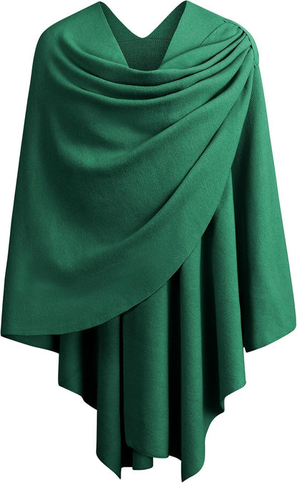 PULI Womens Large Cross Front Poncho Sweater Wrap Topper Knitted Elegant Shawls Cape for Fall Winter