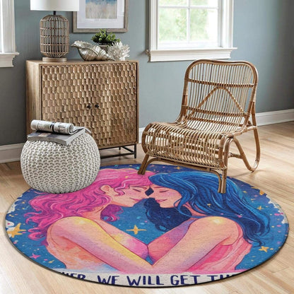 Machine Washable Modern Round Area Rug, Room Sofa Yoga Soft Round Carpet, Home Decor Non Slip Kitchen Office Circle Rug Union Jack Flag UK Mandala Art, 60inch