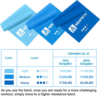 A AZURELIFE Resistance Bands,Professional Long Non-Latex Elastic Stretch Bands,Exercise Bands for Physical Therapy, Yoga, Pilates, Rehab, at-Home or The Gym Workouts, Strength Training