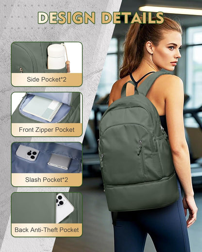 Gym Backpack for Women Men,Cheer bag,Lightweight Gym Bag with Shoe Compartment, Waterproof Sports Backpack with Wet Pocket, Black