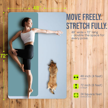 Gogokiwi Large Yoga Mat (6'x4') – 1/4" & 1/2" Thick Exercise Mats for Home Workout, Extra Wide Workout Mats for Home Gym, Yoga, Pilates, Stretching, Floor & More