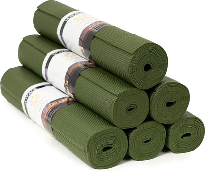 Voyage Yoga Mat, 6 Pack, 72" x 24" Professional Studio and Gym Bulk Yoga Mats, 5mm Thick, Durable, Anti-Tear, Non Slip Fitness and Exercise Mats