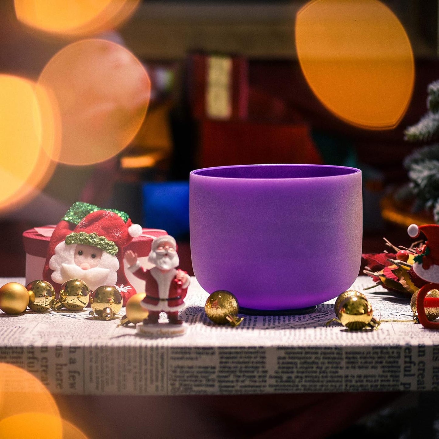TOPFUND Pink Purple F Note Crystal Singing Bowl Heart Chakra 8 inch with Suede Mallet