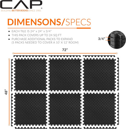 CAP Puzzle Exercise Mats | 3/4” Thick EVA Interlocking Foam Tiles for Home Gym Flooring | Multiple Options