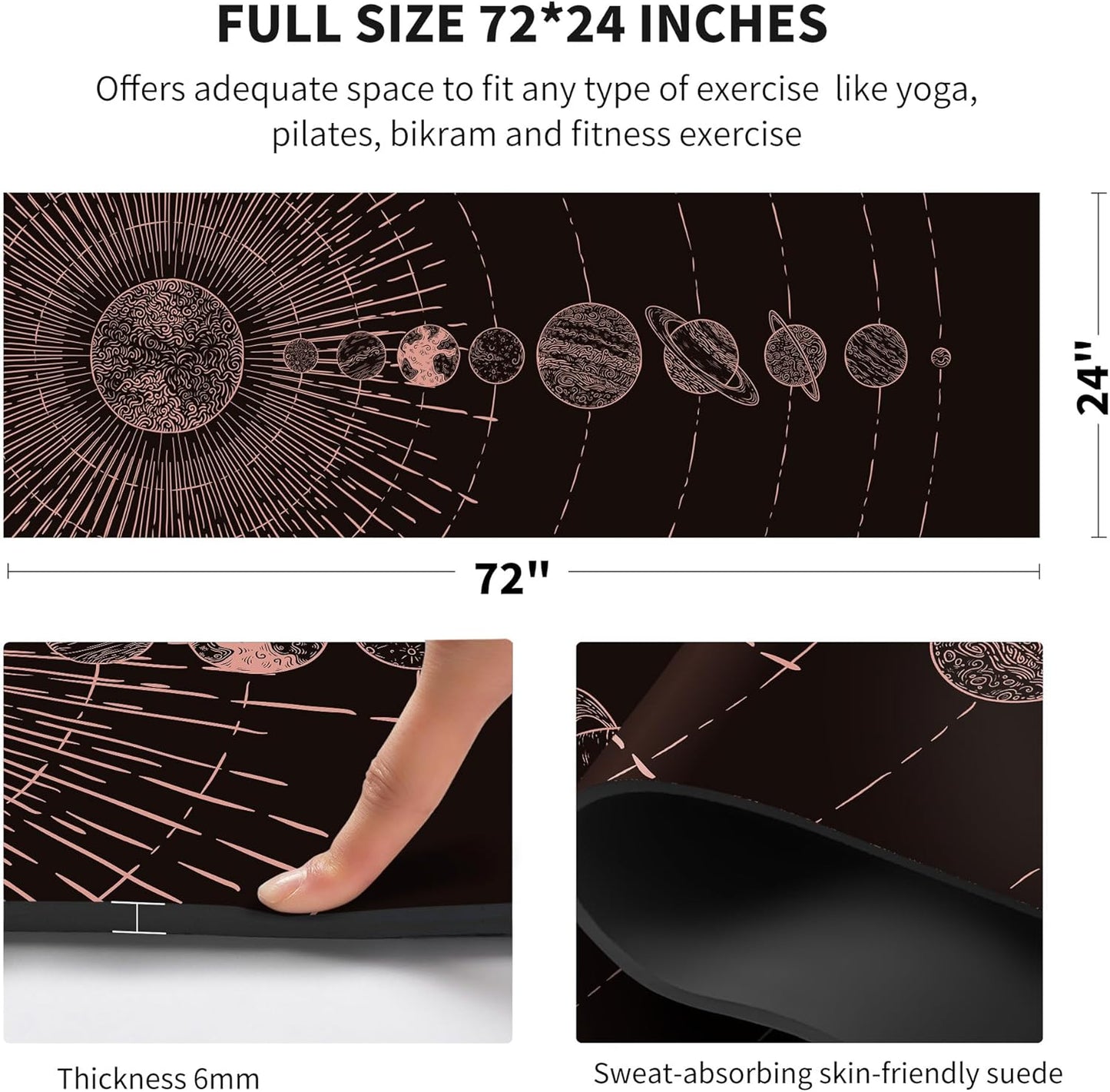 nuveti Yoga Mat Print Extra Thick TPE Non Slip Fitness Exercise Mat with Carrying Bag,72"x24" Extra Thick 6MM Exercise & Workout Mat for Yoga, Pilates Fitness and Floor Exercises - Colors B