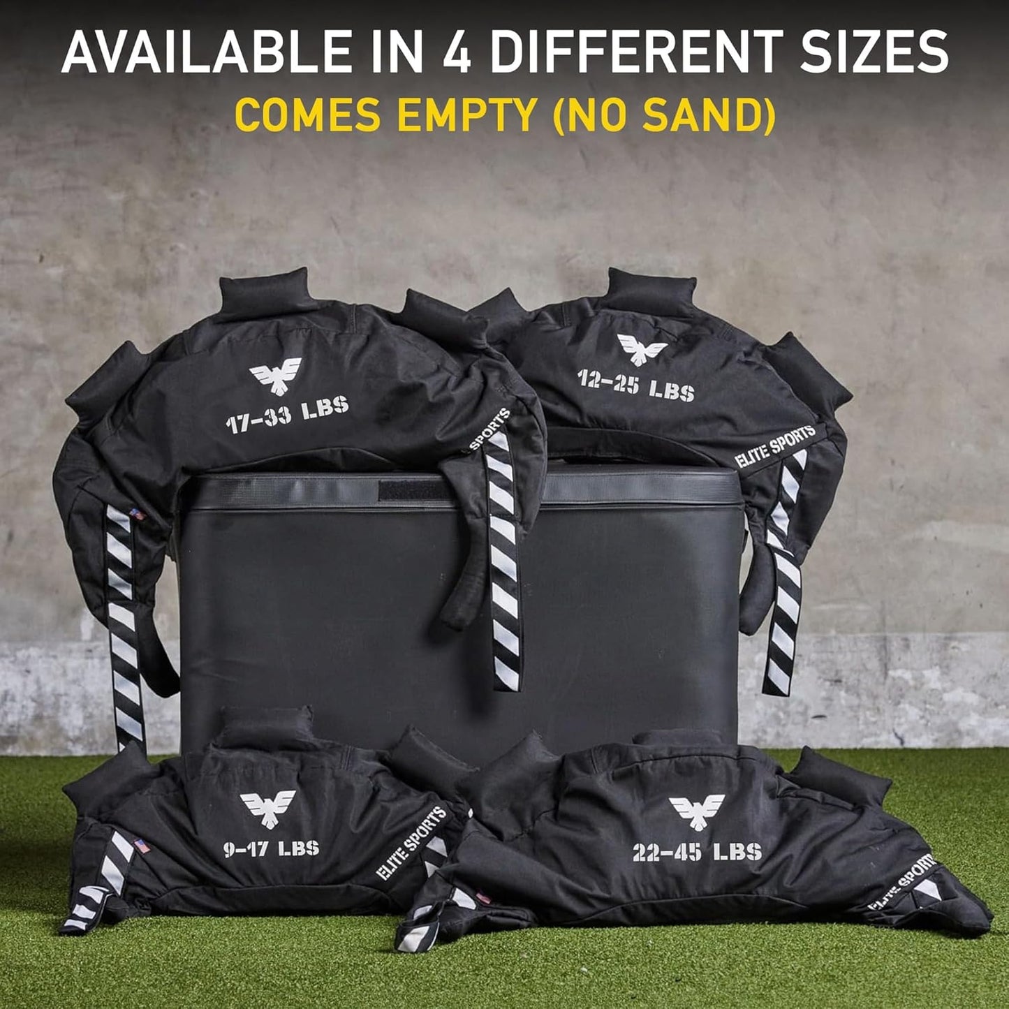 Elite Sports Bulgarian Canvas Bag, Fitness Canvas MMA Gym Cross Workout Training Sandbag 17, 25, 33, 45 lbs (UNFILLED)