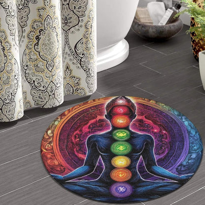 Home Decor Non Slip Kitchen Office Circle Rug, Machine Washable Modern Round Area Rug, Room Sofa Yoga Soft Round Carpet Purple Galaxy Trippy Space Astronaut Art, 36inch