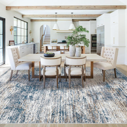 XLUEZ 8x10 Area Rugs for Living Room, Washable Modern Abstract Large Area Rug Neutral Soft Non Slip Kids Rug Stain Resistant Indoor Carpet for Bedroom Nursery Dining Children's Room(Blue, 8'x10')