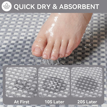 YDKGL Non Slip Long Bath Mat Bathroom Runner, Rubber Backing Ultra Thin Bathroom Rugs Fit Under Door Quick Dry Super Absorbent Washable Bath Rug Shower Mat for Bathtub Sink Floor, Dark Gray 17"x47"
