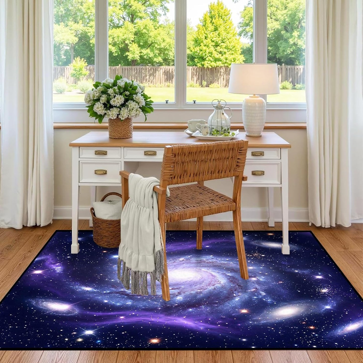5'x7' Galaxy Rug Bedroom Living Room Gaming Area Rugs Nebula Throw Rugs Yoga Floor Mat Carpet,63"x83"