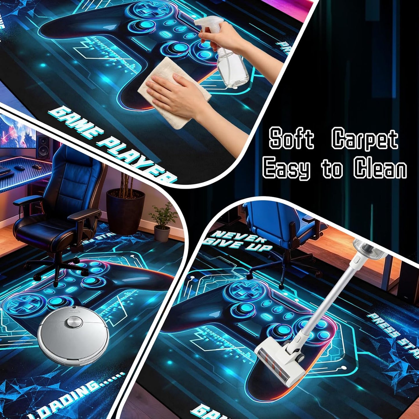 Game Controller Rugs for Bedroom Boys Living Room Gamer Gamepad Red Carpets Floor Mat Player Indoor Mats Gaming Art Design Home Decor Crystal Doormat Yoga Mats 3'x5'