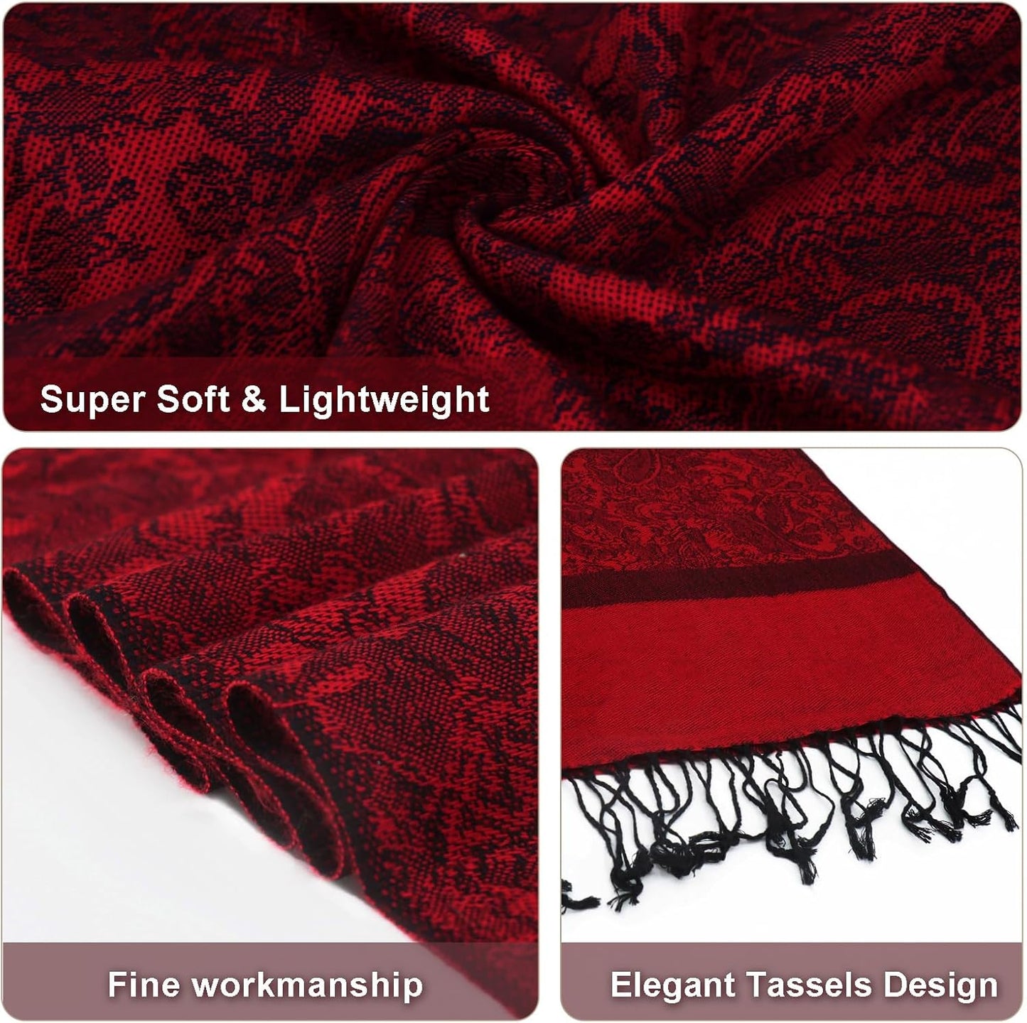 vimate Silky Paisley Pashmina Shawl Scarf-Women's Soft Double-side Jacquard Pashminas Wrap for Evening Dress Travel Shawl