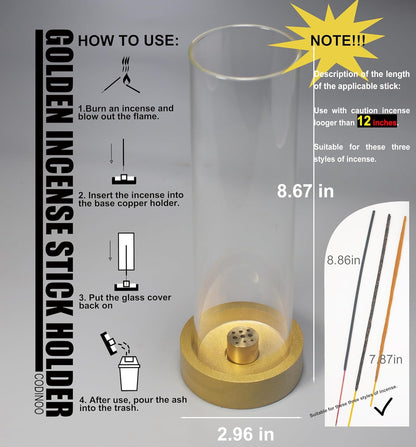Incense Holder for Sticks,Modern Incense Stick Holder with Glass Ash Catcher[Anti ash Flying], Incense Burner Holder,Zen Glass Incense Holder,for Spa Home Decor Yoga Meditation[Black]