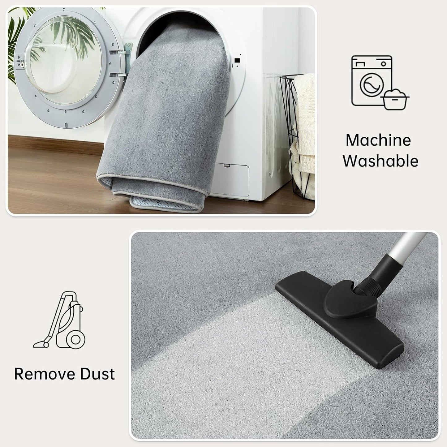 Andecor Shag Living Room Area Rug, 6x9 Cream White Washable Fuzzy Bedroom Rugs, Soft Fluffy Indoor Carpets for Dorm Boys Girls Kids Room Nursery Home Decorations