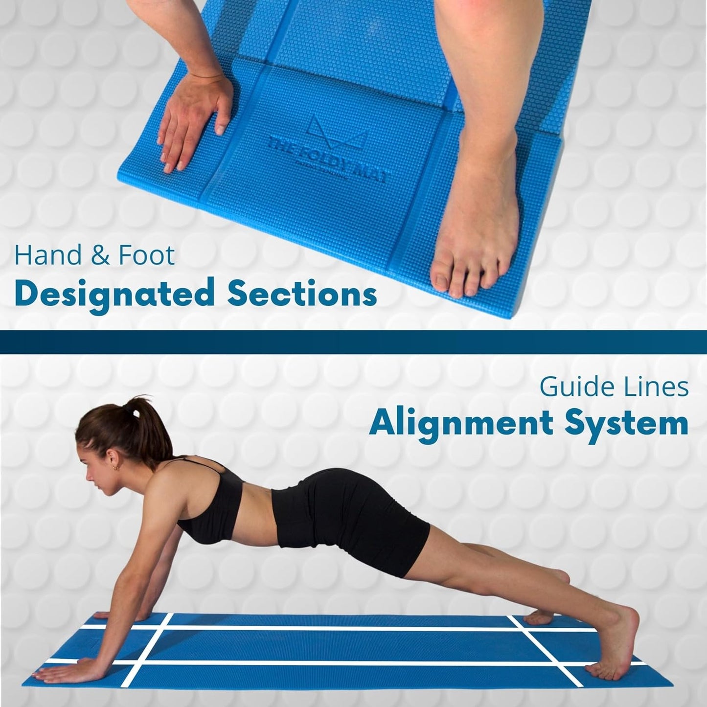 Foldable Yoga Mat Thick, in 6 Combinations; Greater Support and Protection for Joints, Body Alignment System, and Sections for Hands and Feet. Non-slip texture and water-resistant