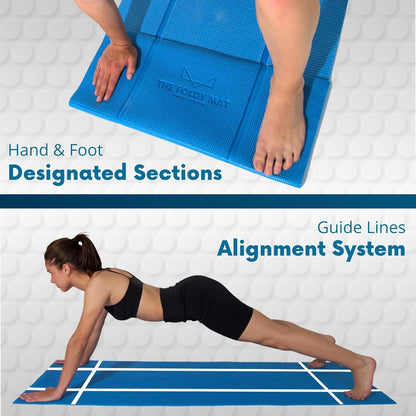 Foldable Yoga Mat Thick, in 6 Combinations; Greater Support and Protection for Joints, Body Alignment System, and Sections for Hands and Feet. Non-slip texture and water-resistant