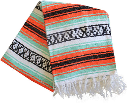 Del Mex Classic Mexican Blanket, Large Authentic Woven Falsa Throw (70"x50"), Artisan Southwest Décor for Beach, Yoga, Outdoors (Lavender)