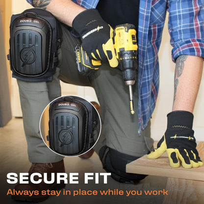 Thunderbolt Knee Pads for Men Construction Knee Pads for Work for Men and Women with Double Gel for Gardening Flooring Roofing Heavy Duty with Extra Thick Foam and Strong Adjustable Non-Slip Straps