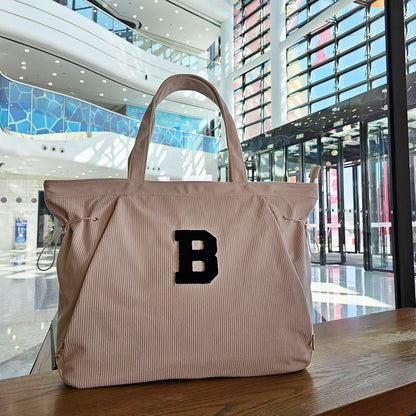 ESVAN Corduroy Yoga Tote Bag Gifts for Women Drawstring Yoga Mat Bag for Office Workout Travel Carryall Pilates Gym