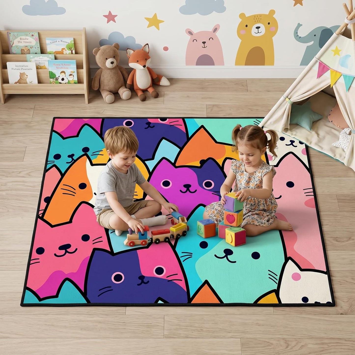 Black Girl Area Rug for Bedroom African American Rugs for Room Princess Carpet Kids Rugs for Bedroom African Girls Carpet for Living Room Teen Girls Yoga Mats, Pink, 4'×5'
