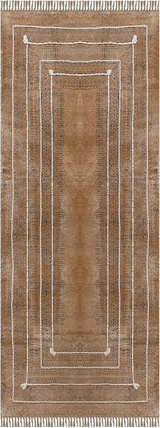 Enterway Runner 2.6x4 Kitchen Runner Thick 0.19" Floral Design Musterd Yellow Hand Block Printed Cotton Easy Washable Handmade Boho Floor Carpet Flatweave Indoor Outdoor Use Bedside Yoga - Colors C