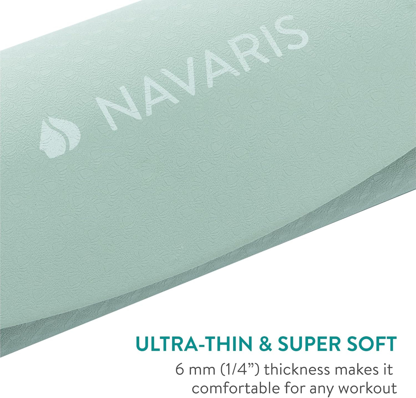 Navaris Round Yoga Mat - 47" Diameter Circular Exercise Mat 1/4" Thick - Non-Slip Mat for Cardio, Workout, Fitness, Tai Chi, Meditation - Size Small
