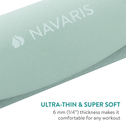 Navaris Round Yoga Mat - 47" Diameter Circular Exercise Mat 1/4" Thick - Non-Slip Mat for Cardio, Workout, Fitness, Tai Chi, Meditation - Size Small
