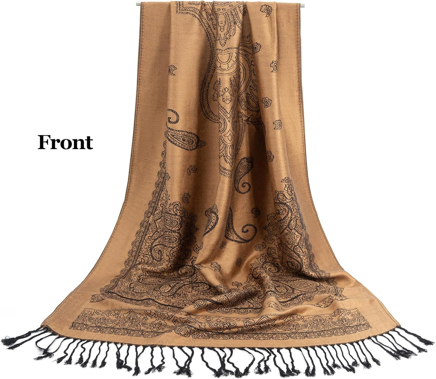 Ciormis Two Tone Silky Paisley Pashmina Shawl Scarf,Soft Women's Rave Jacquard Pashminas Wrap Scarves