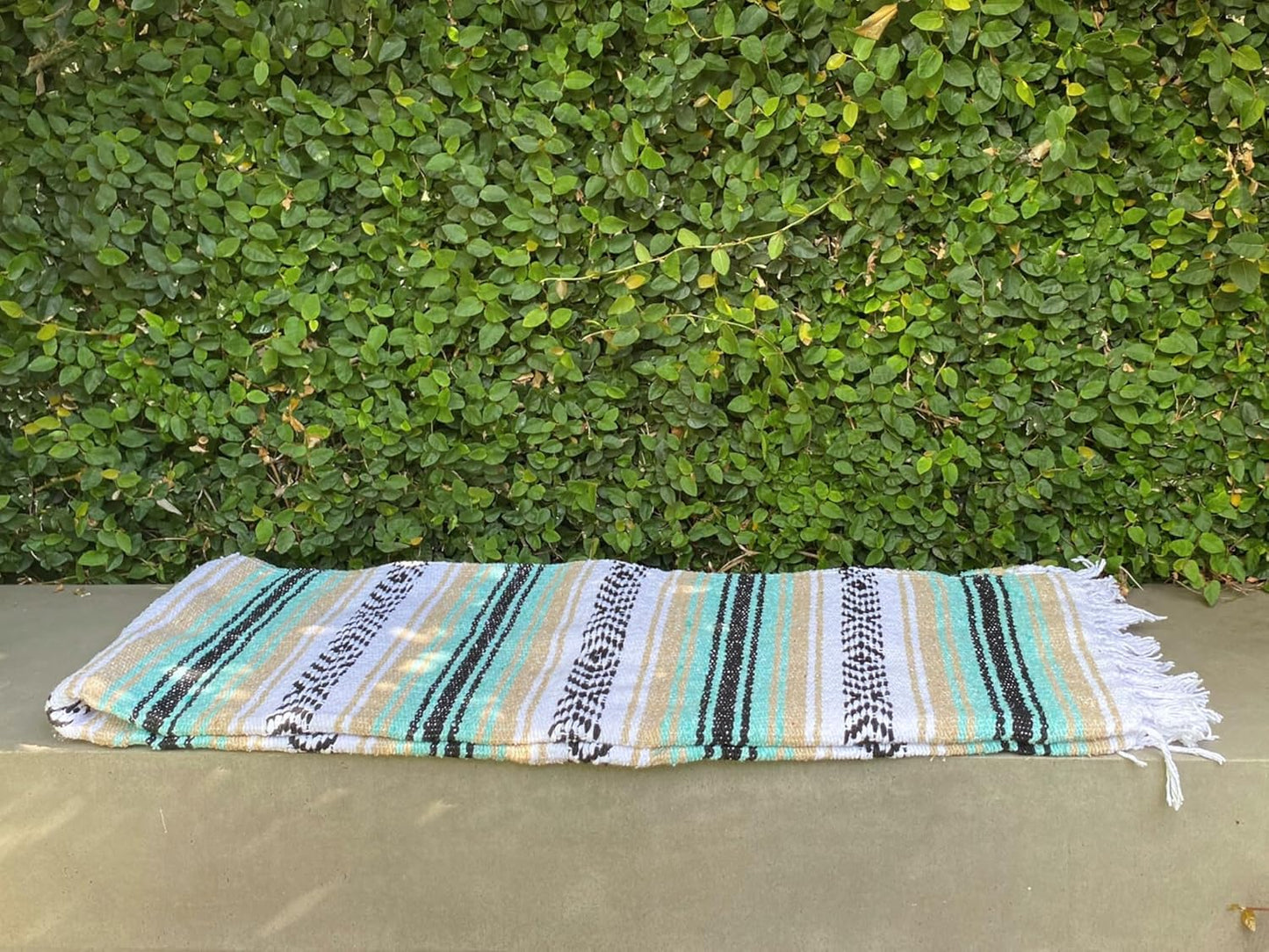 Del Mex Classic Mexican Blanket, Large Authentic Woven Falsa Throw (70"x50"), Artisan Southwest Décor for Beach, Yoga, Outdoors (Lavender)