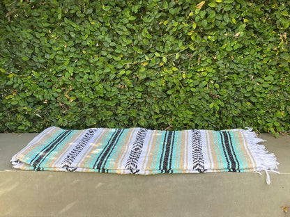 Del Mex Classic Mexican Blanket, Large Authentic Woven Falsa Throw (70"x50"), Artisan Southwest Décor for Beach, Yoga, Outdoors (Lavender)