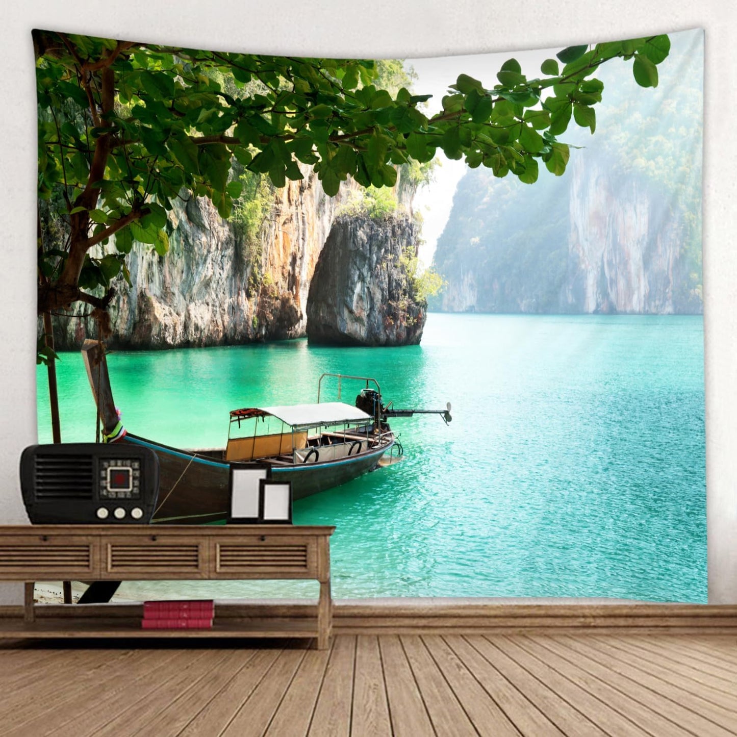 LYFANS Wooden Bridge Water Printing Fabric Tapestry Decorative Wall Art Tablecloth Bed Cover Picnic Carpet Beach Towel Bedroom Dormitory Living Room Multi functional Tapestry 79 x 59 inches